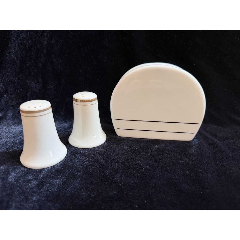 Royalton China Co Golden Elegance Napkin Holder Salt Pepper Shaker Set